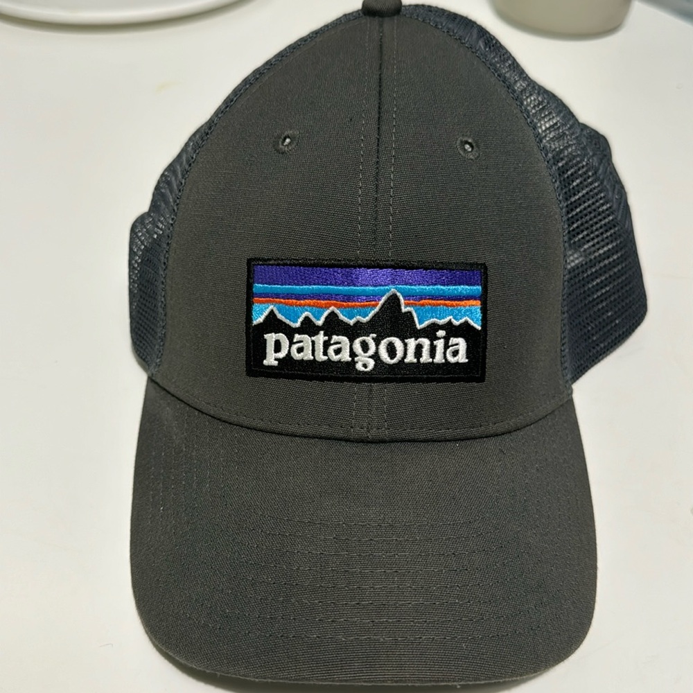 Patagonia hat, snap closure, mesh back.